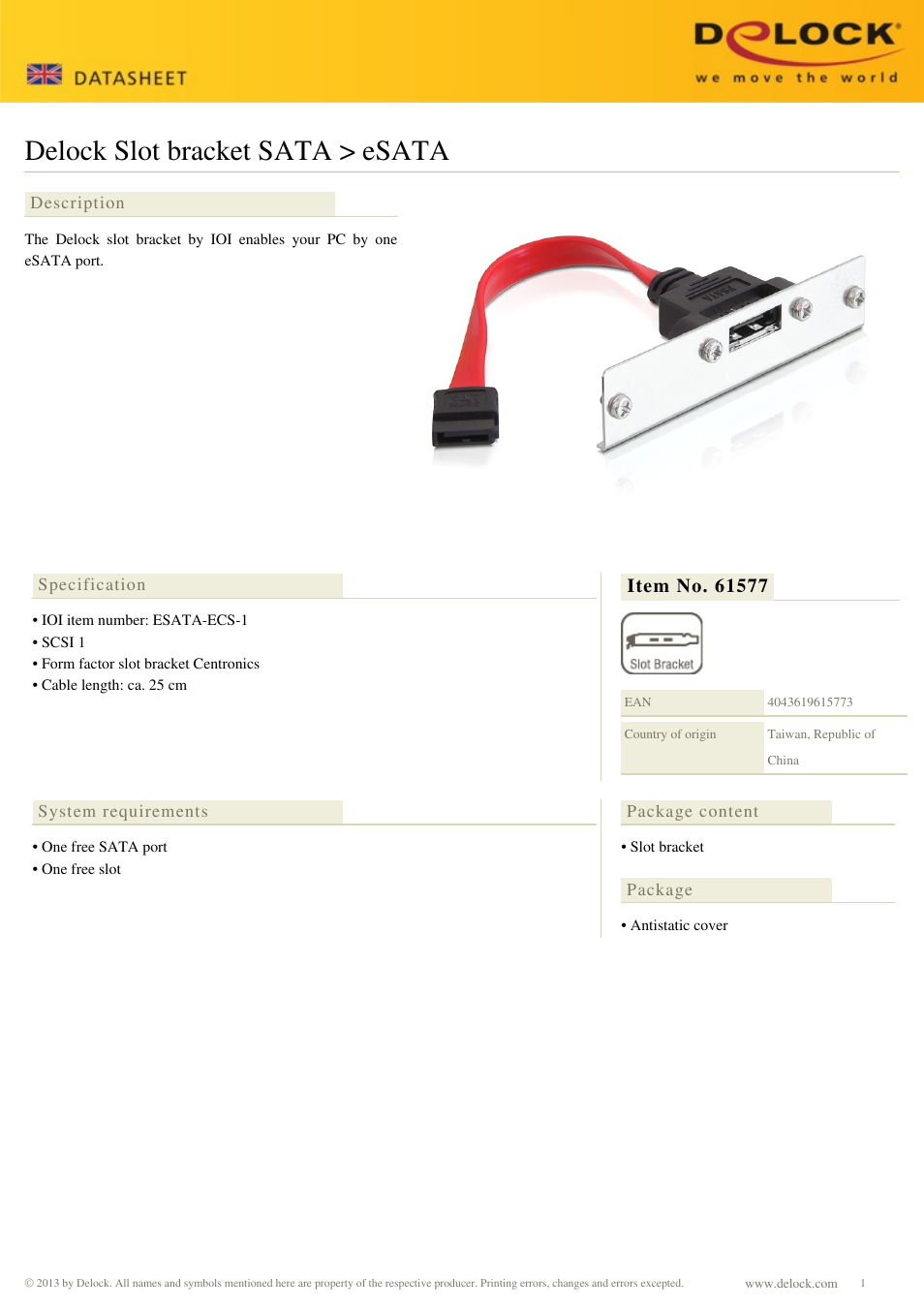 DeLOCK 61577 User Manual | 1 page