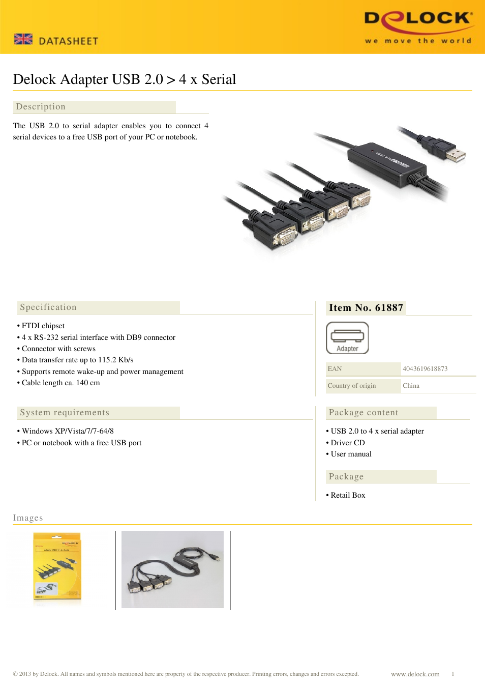 DeLOCK 61887 User Manual | 1 page