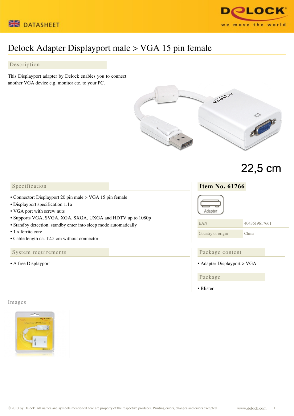 DeLOCK 61766 User Manual | 1 page