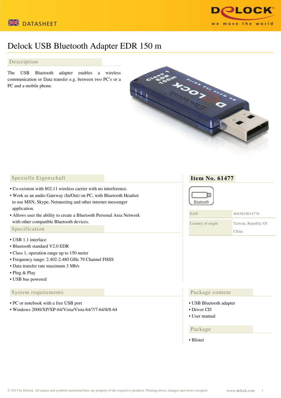 DeLOCK 61477 User Manual | 2 pages