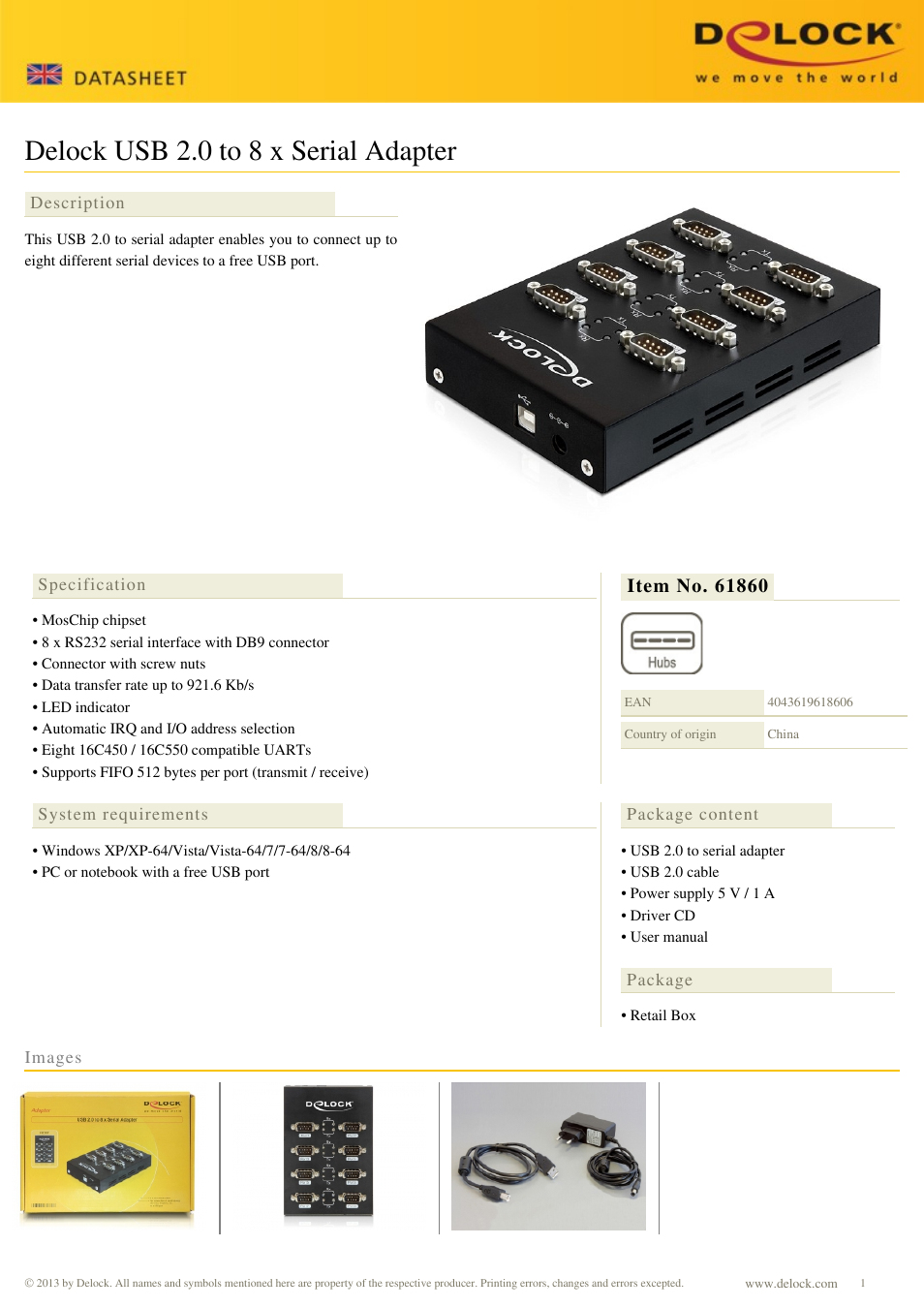 DeLOCK 61860 User Manual | 1 page