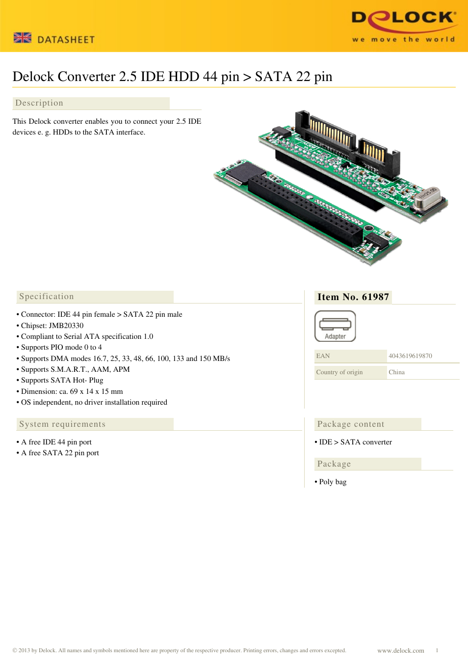 DeLOCK 61987 User Manual | 1 page