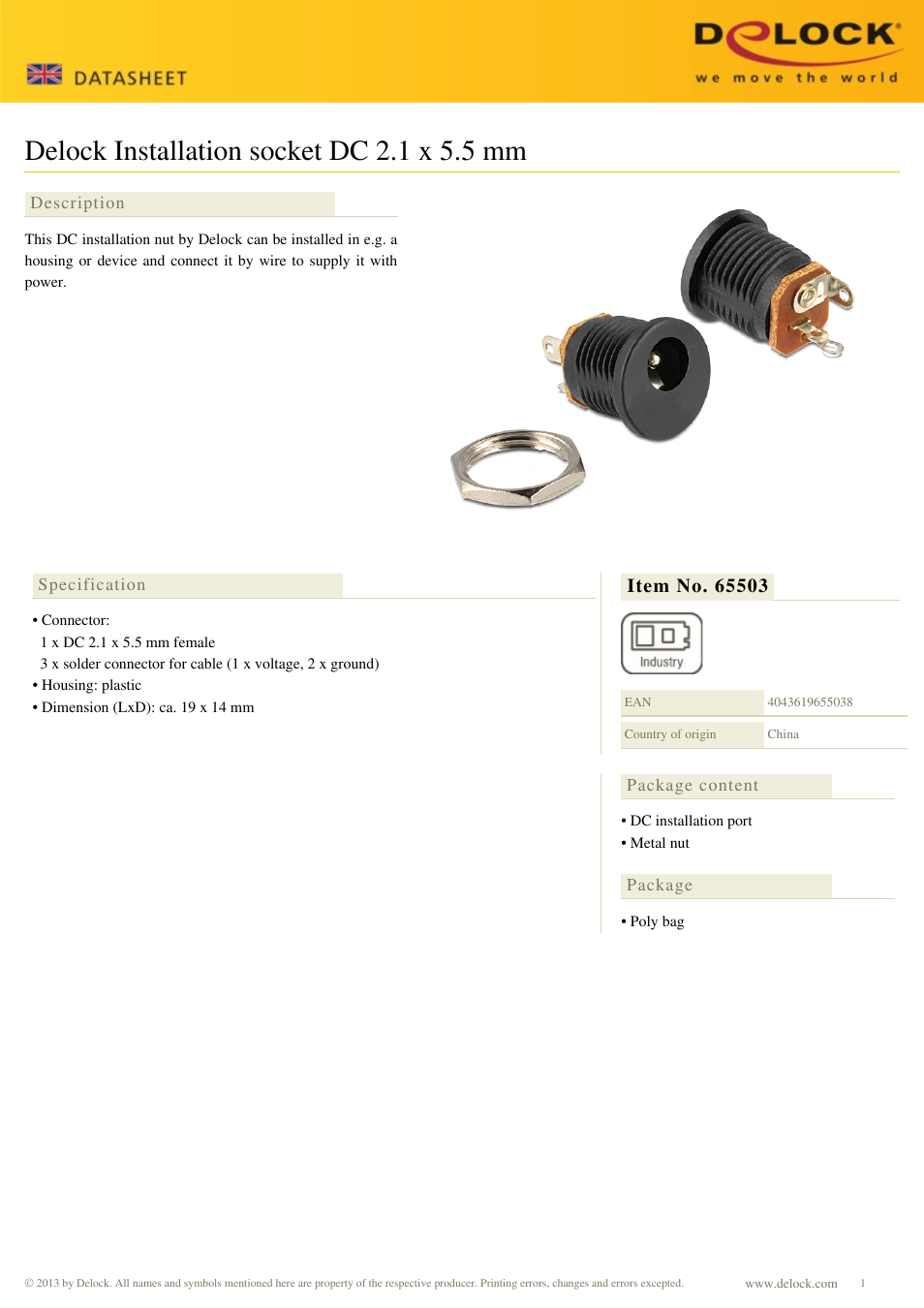DeLOCK 65503 User Manual | 1 page