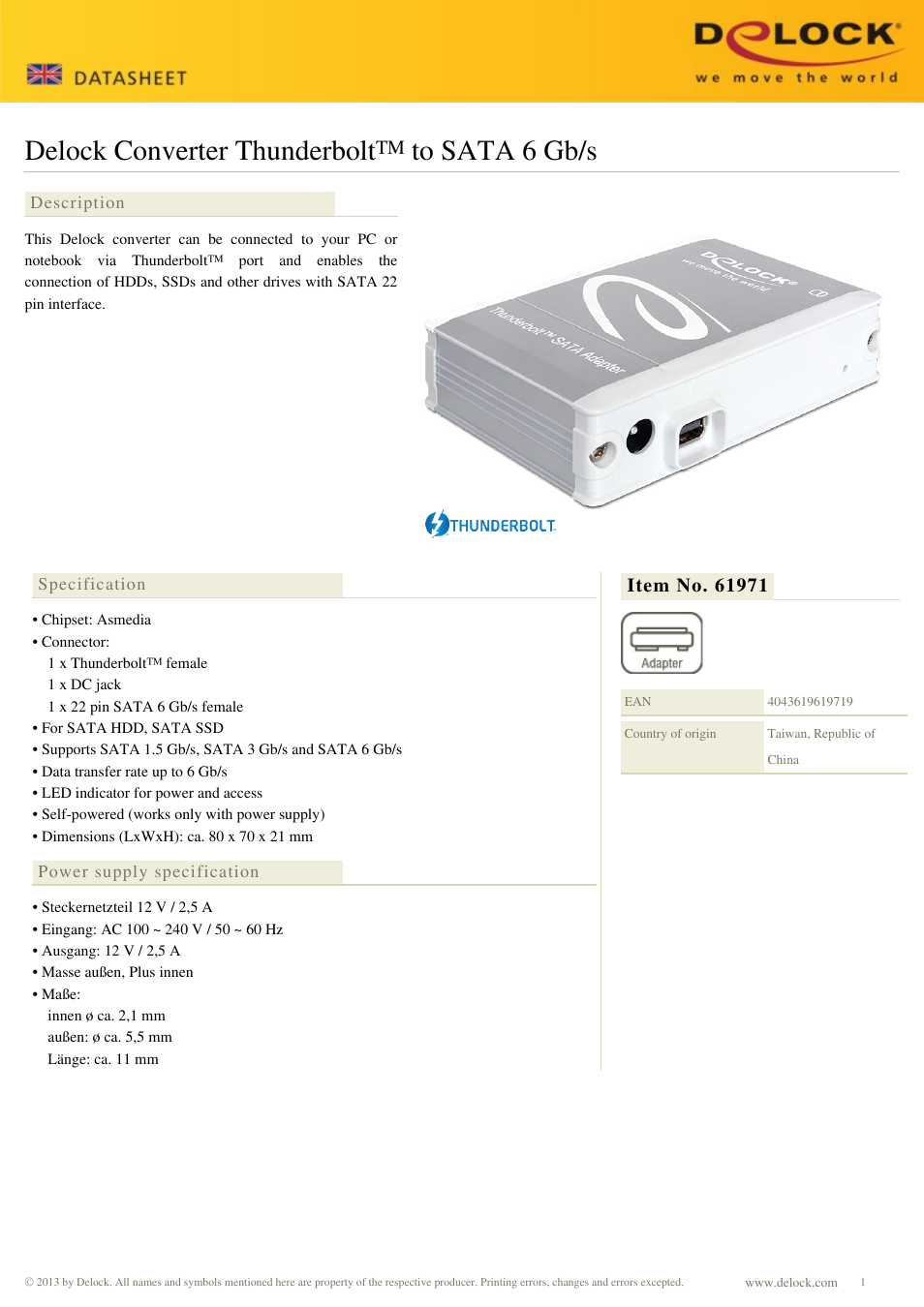 DeLOCK 61971 User Manual | 2 pages