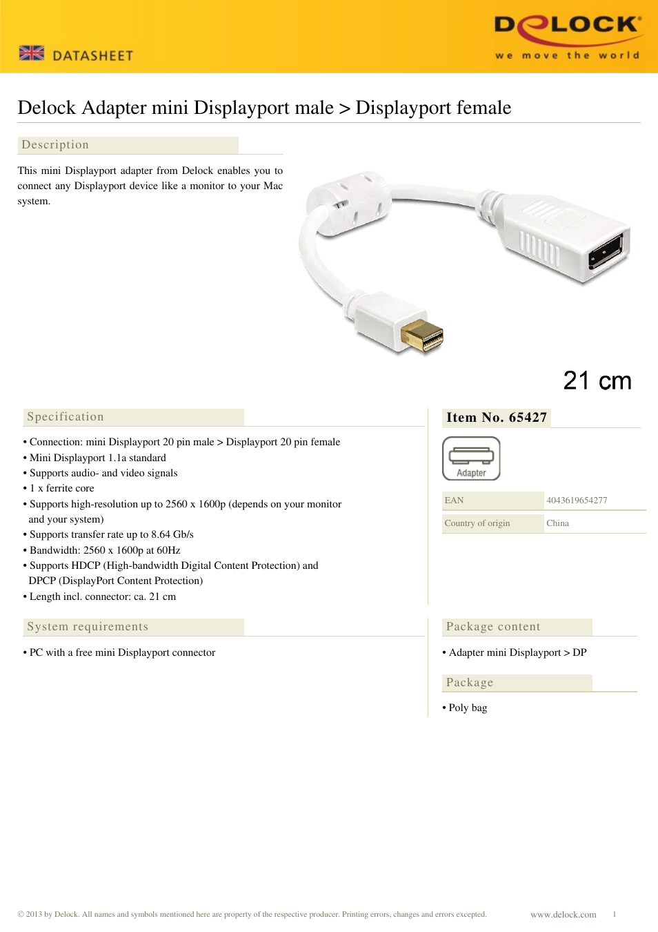 DeLOCK 65427 User Manual | 1 page