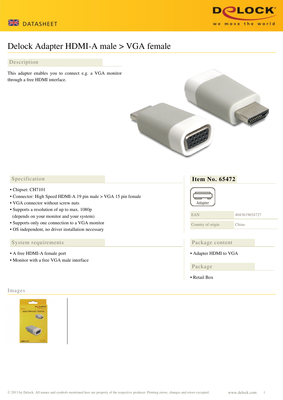 DeLOCK 65472 User Manual | 1 page