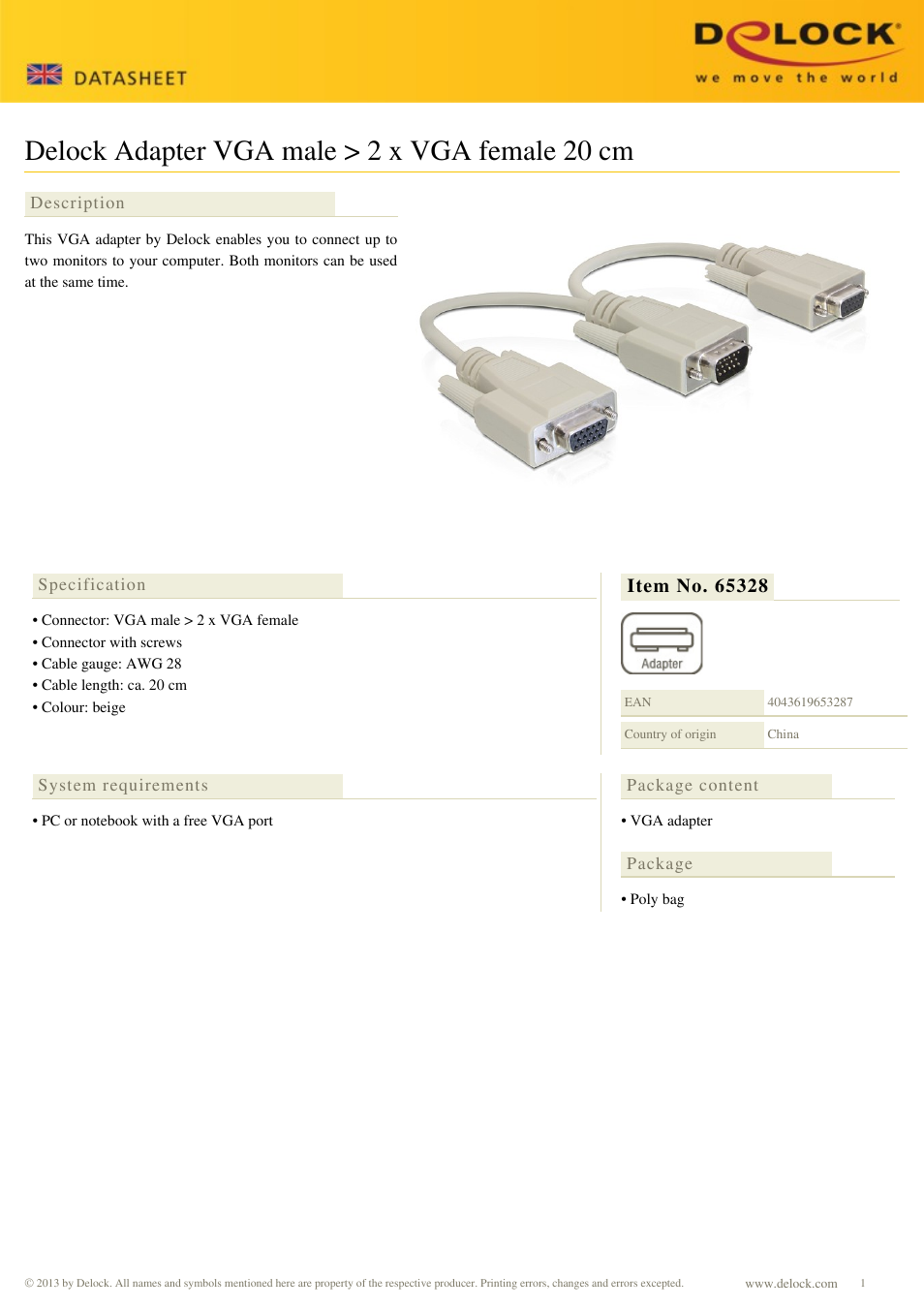 DeLOCK 65328 User Manual | 1 page