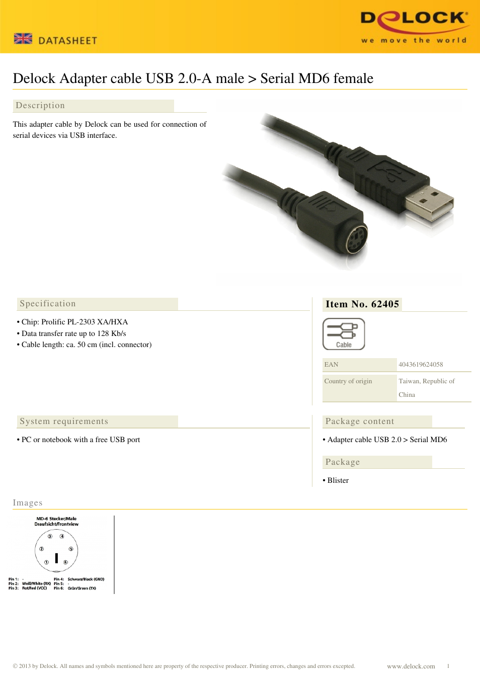 DeLOCK 62405 User Manual | 1 page