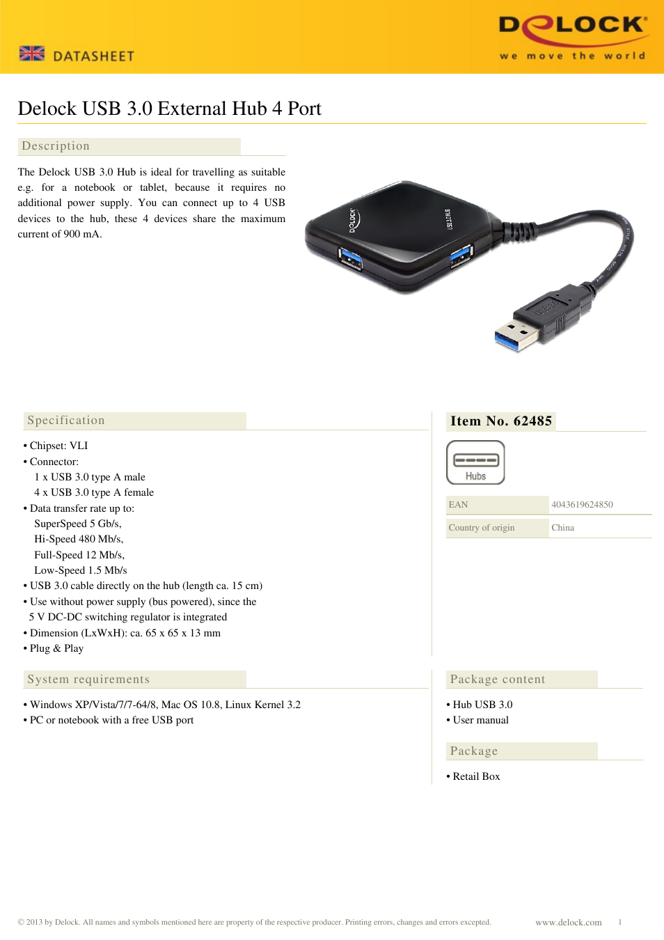 DeLOCK 62485 User Manual | 2 pages