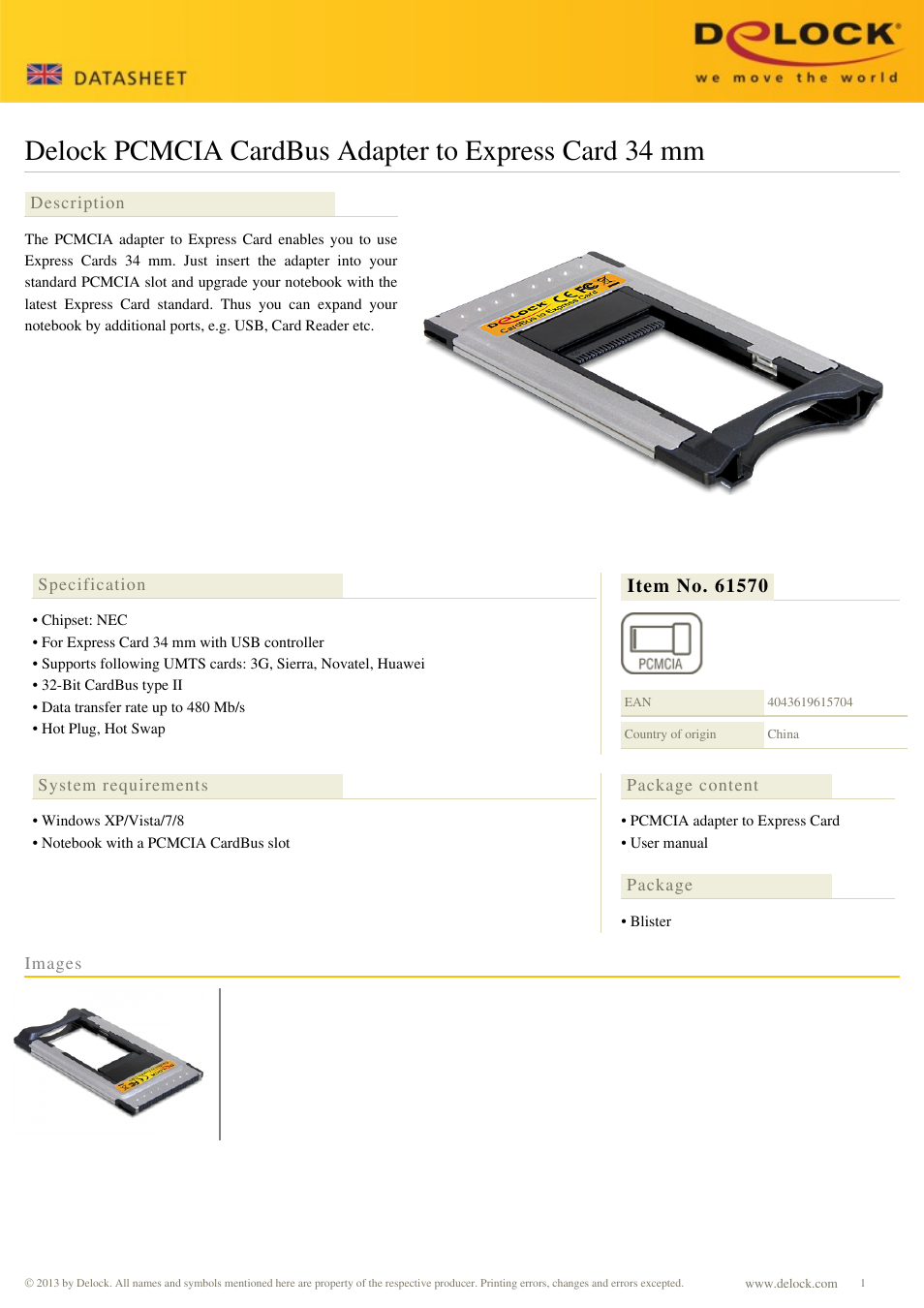 DeLOCK 61570 User Manual | 1 page