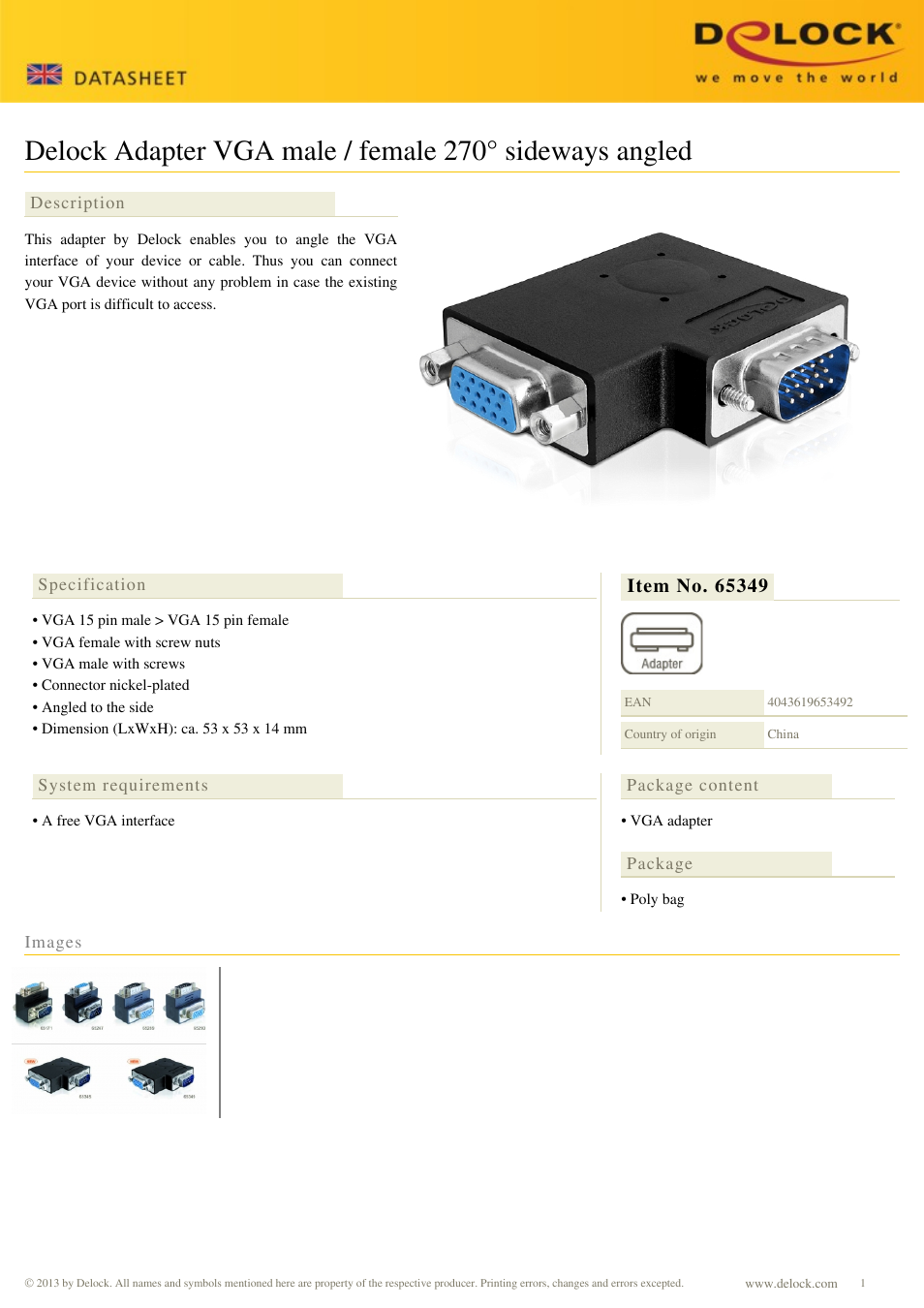 DeLOCK 65349 User Manual | 1 page