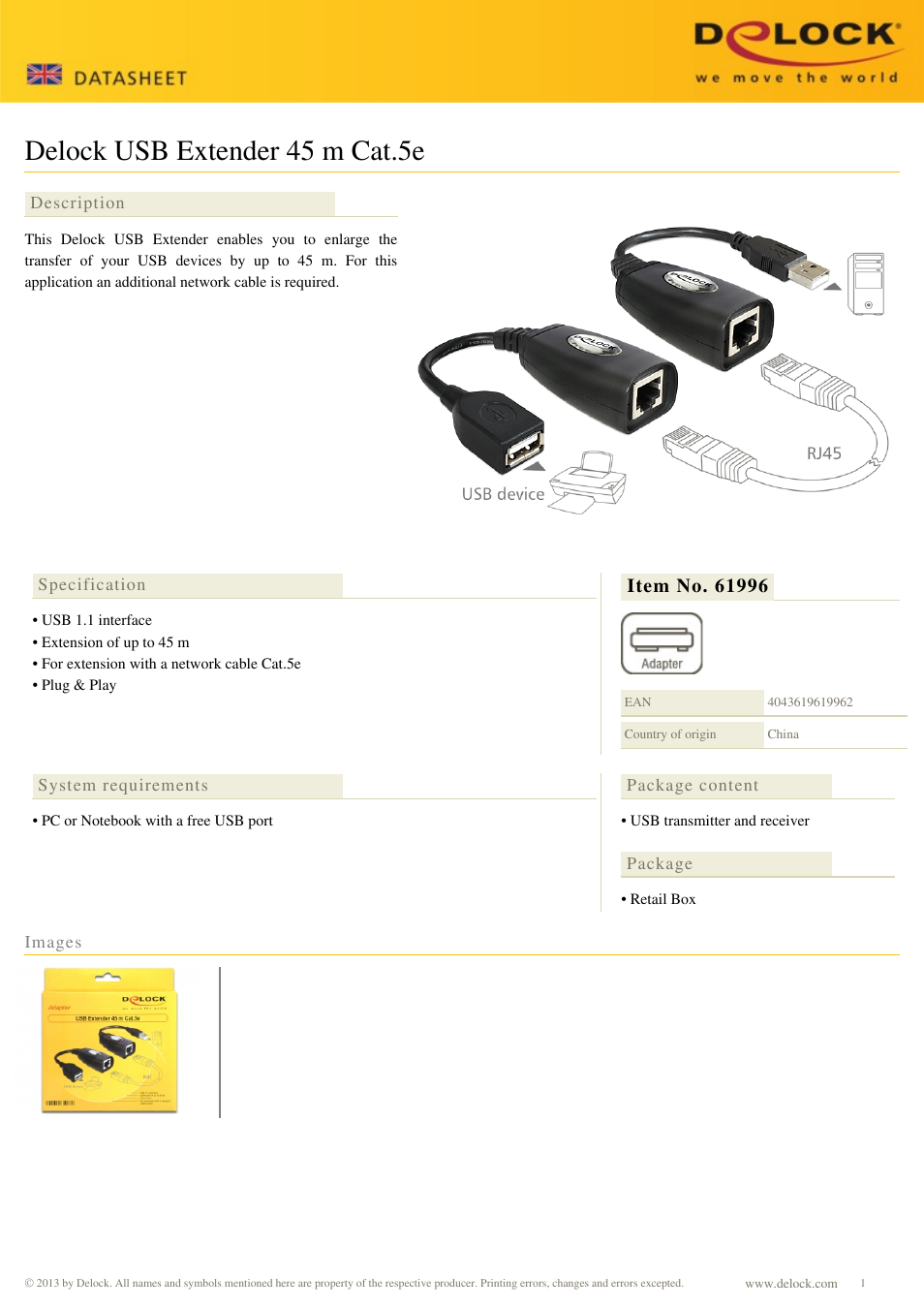 DeLOCK 61996 User Manual | 1 page