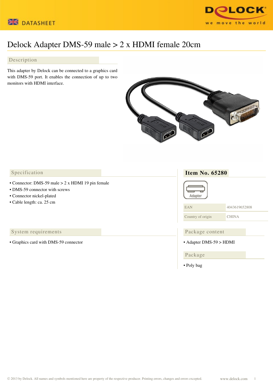 DeLOCK 65280 User Manual | 1 page