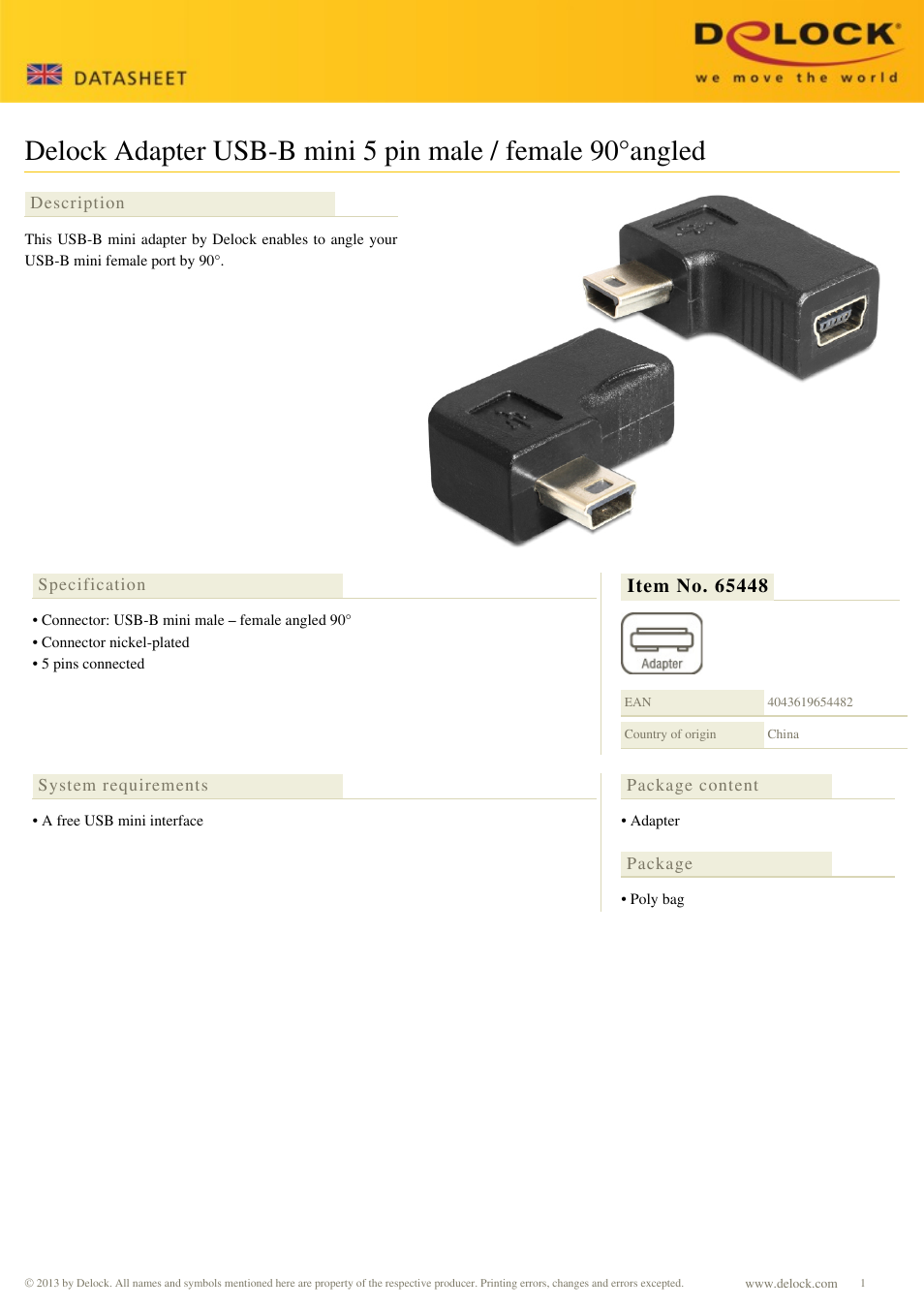 DeLOCK 65448 User Manual | 1 page