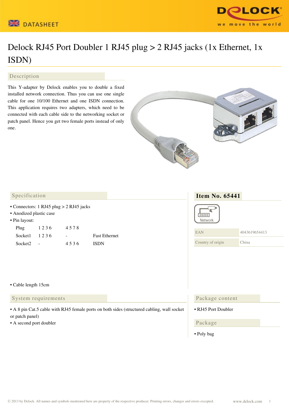 DeLOCK 65441 User Manual | 2 pages