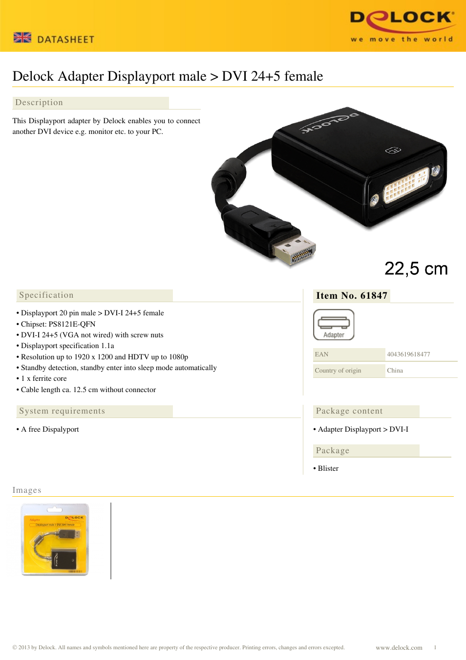 DeLOCK 61847 User Manual | 1 page