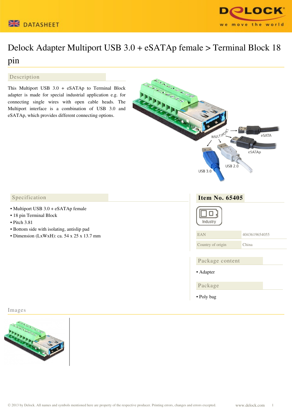 DeLOCK 65405 User Manual | 1 page