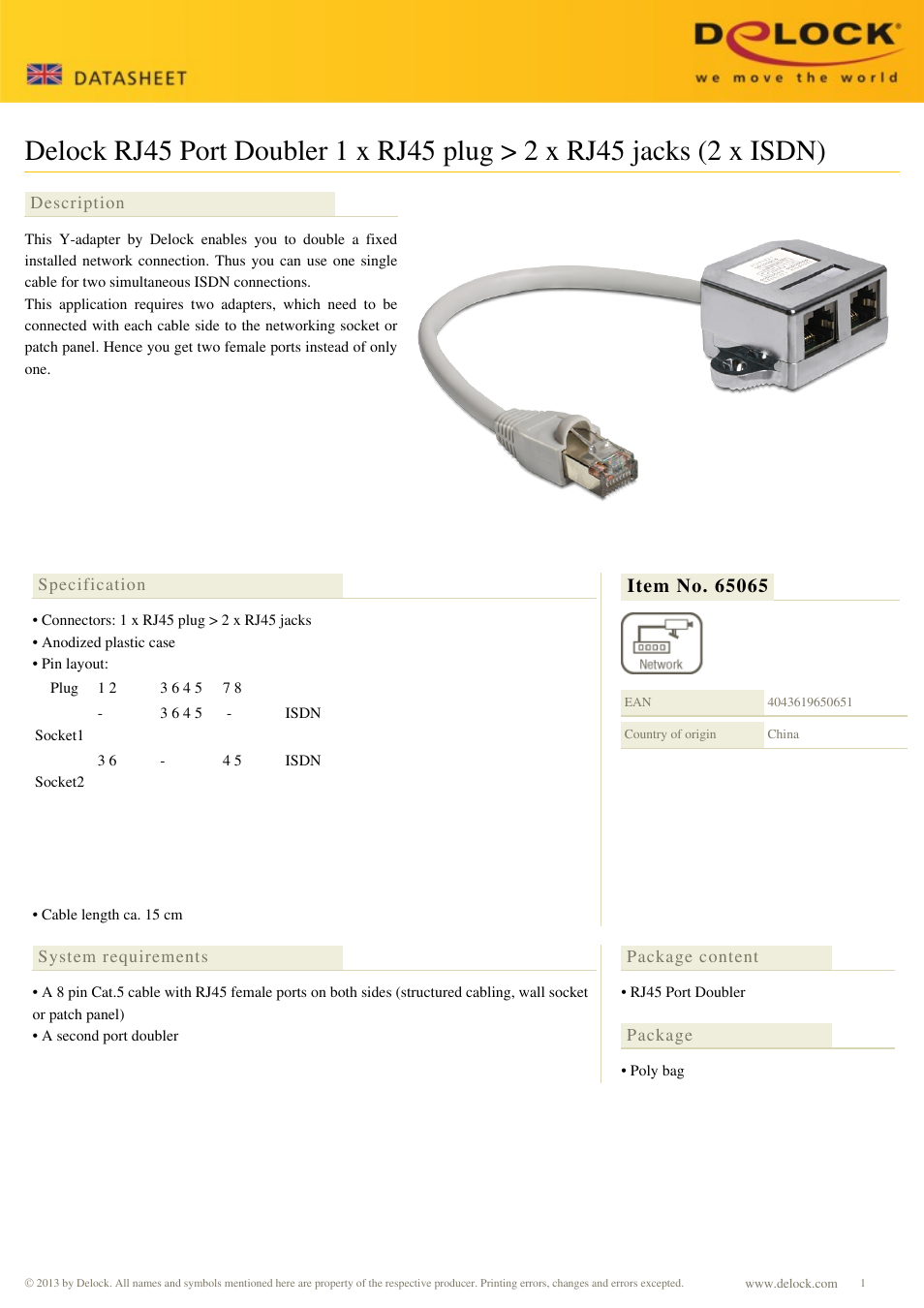 DeLOCK 65065 User Manual | 2 pages