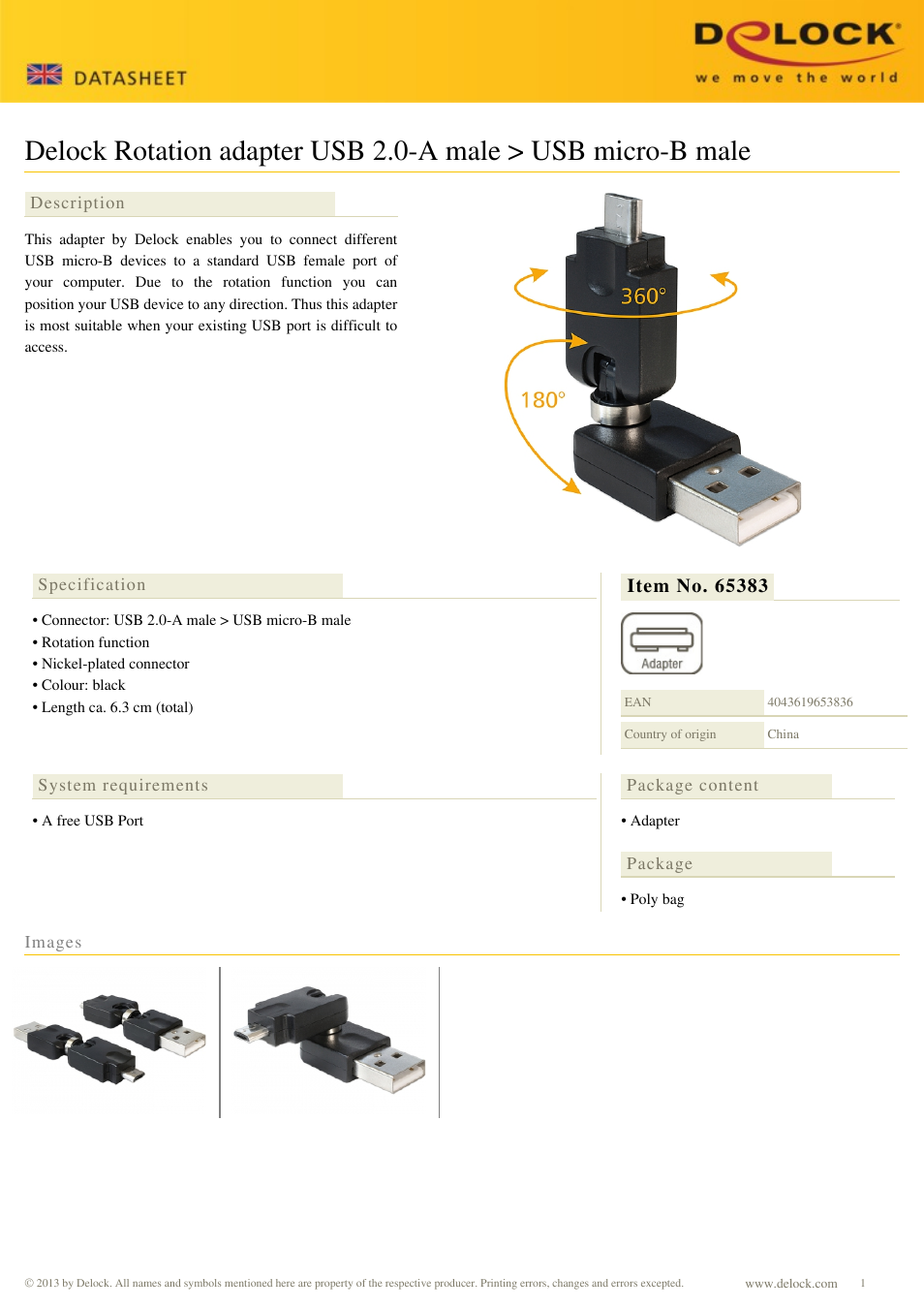 DeLOCK 65383 User Manual | 1 page