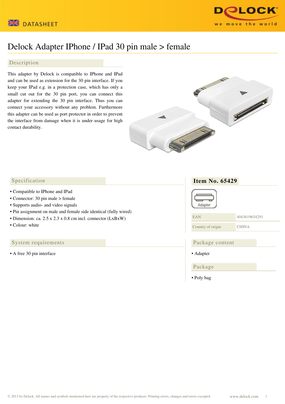 DeLOCK 65429 User Manual | 1 page