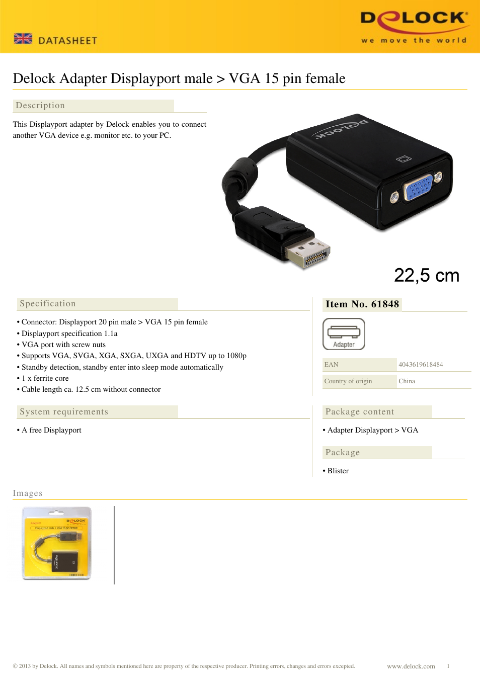 DeLOCK 61848 User Manual | 1 page