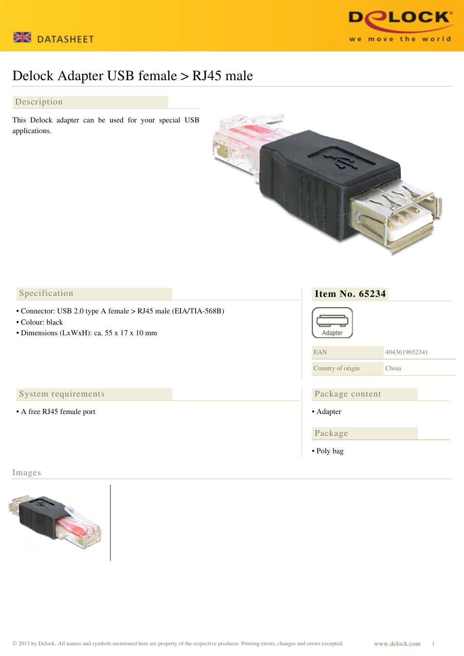 DeLOCK 65234 User Manual | 1 page