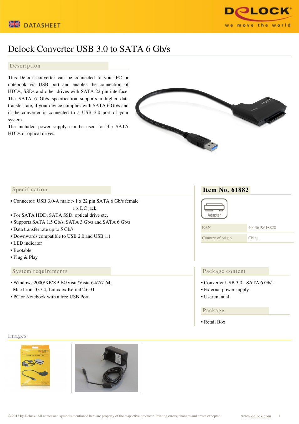 DeLOCK 61882 User Manual | 1 page