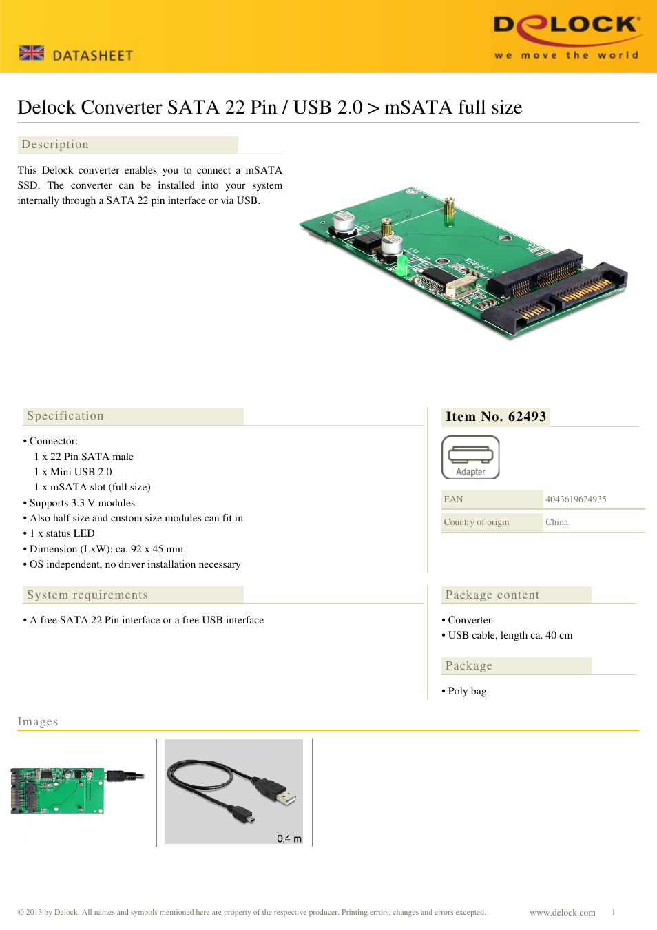 DeLOCK 62493 User Manual | 1 page