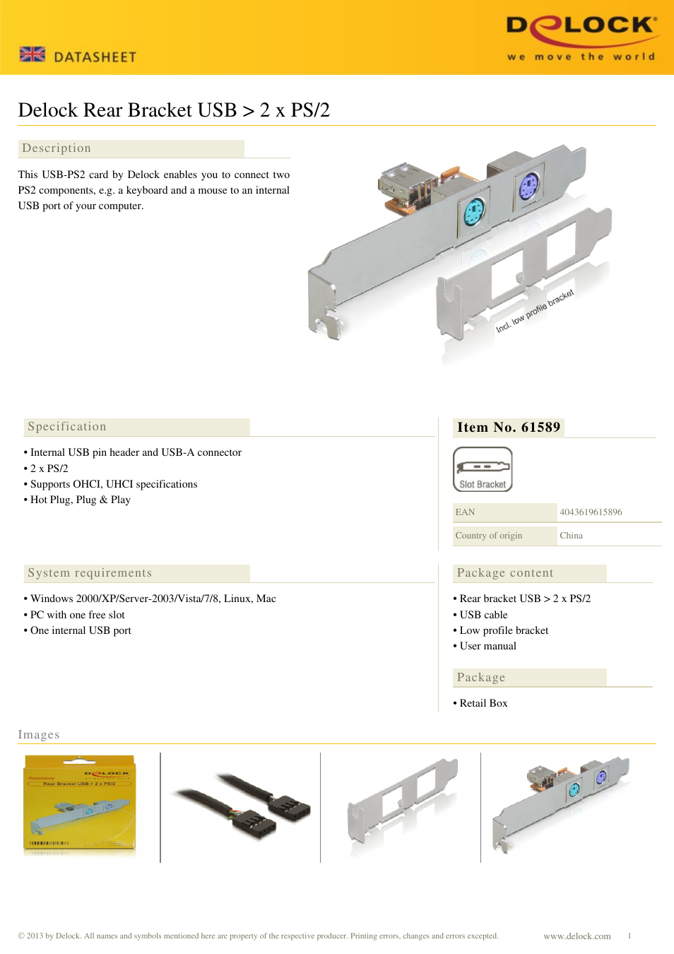 DeLOCK 61589 User Manual | 1 page