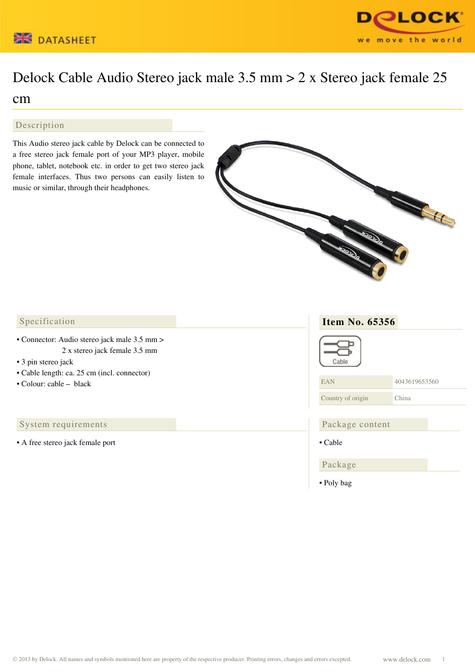 DeLOCK 65356 User Manual | 1 page