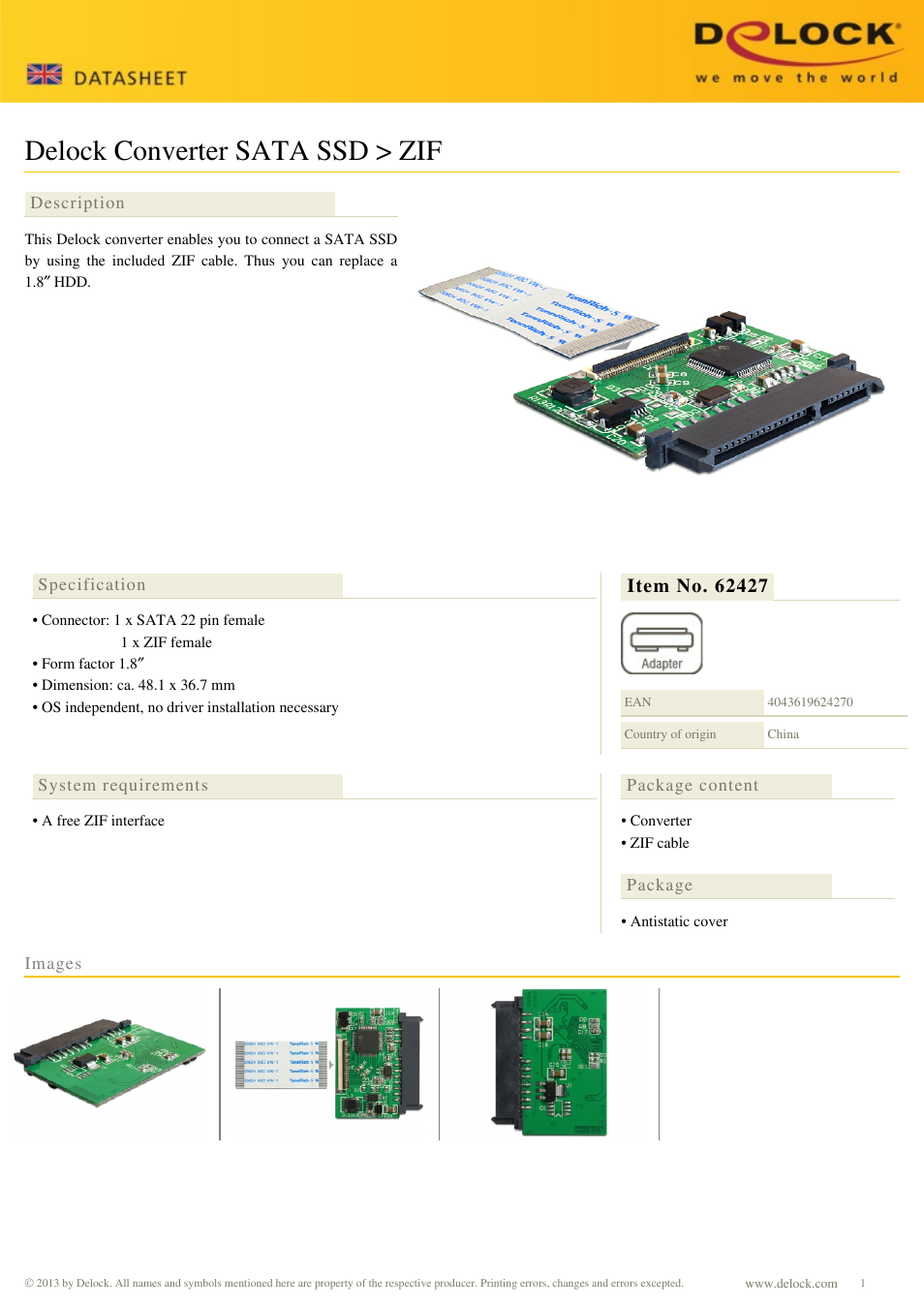 DeLOCK 62427 User Manual | 1 page