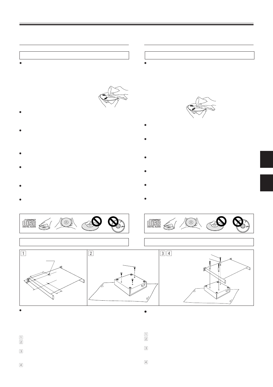 Rackmontage, Montaggio dello scaffale, Rackmontage 1 2 3 4 | Vor inbetriebnahme/prima dell’uso, Vorsichtshinweise zum betrieb avvertenze per l’uso | Pioneer CDJ-500S User Manual | Page 33 / 86