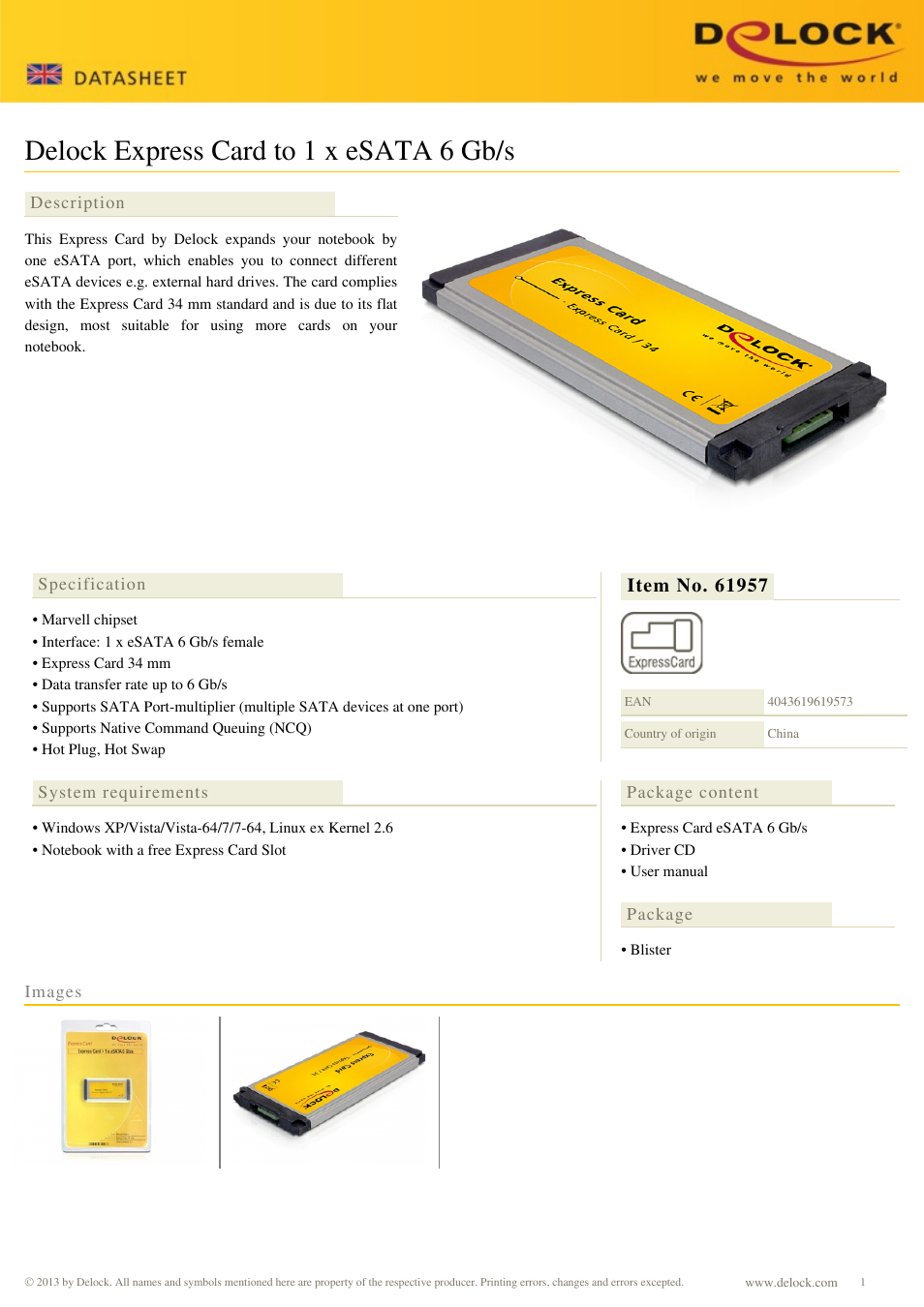 DeLOCK 61957 User Manual | 1 page