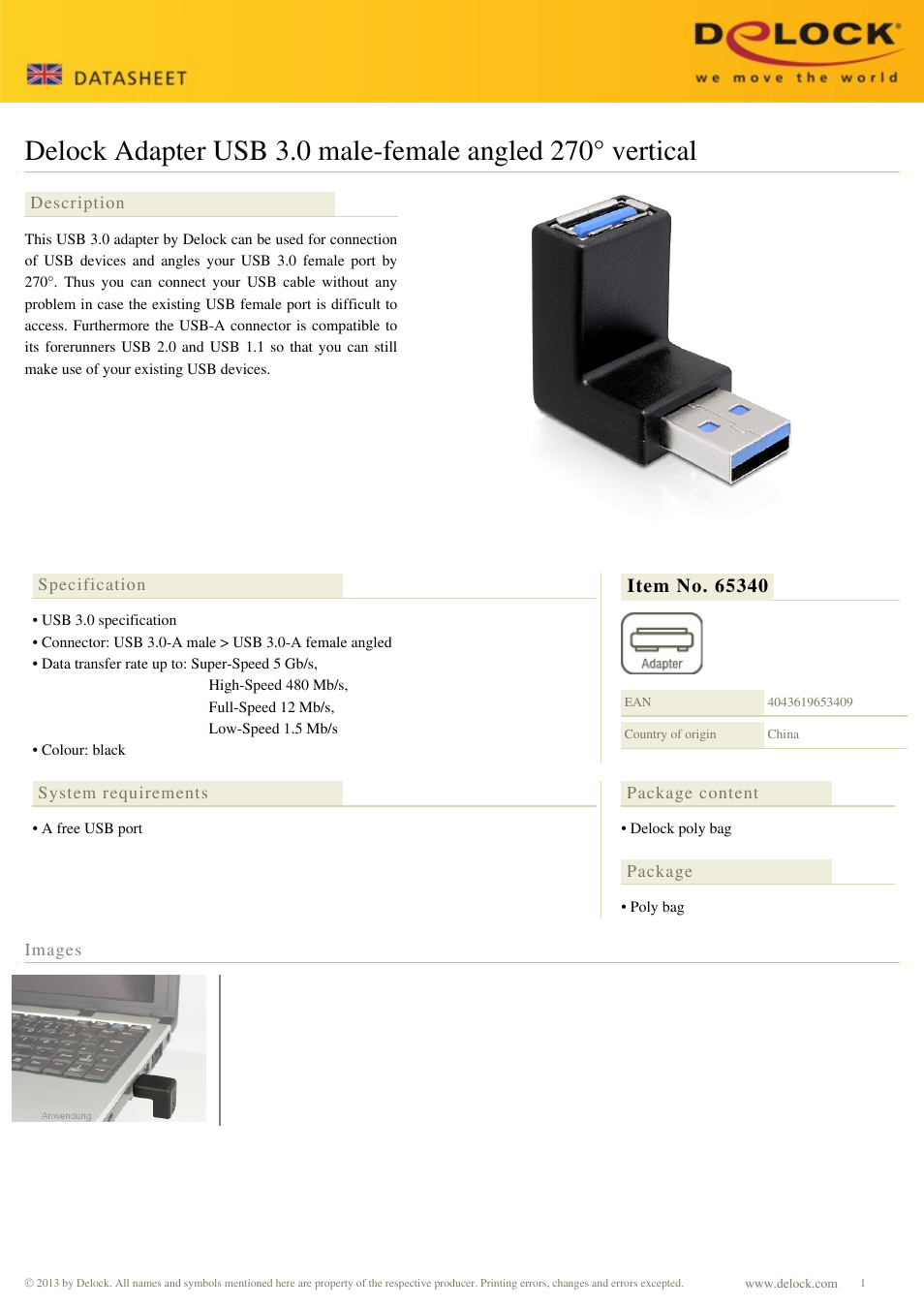 DeLOCK 65340 User Manual | 1 page