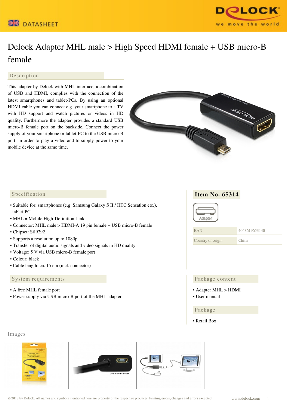 DeLOCK 65314 User Manual | 1 page