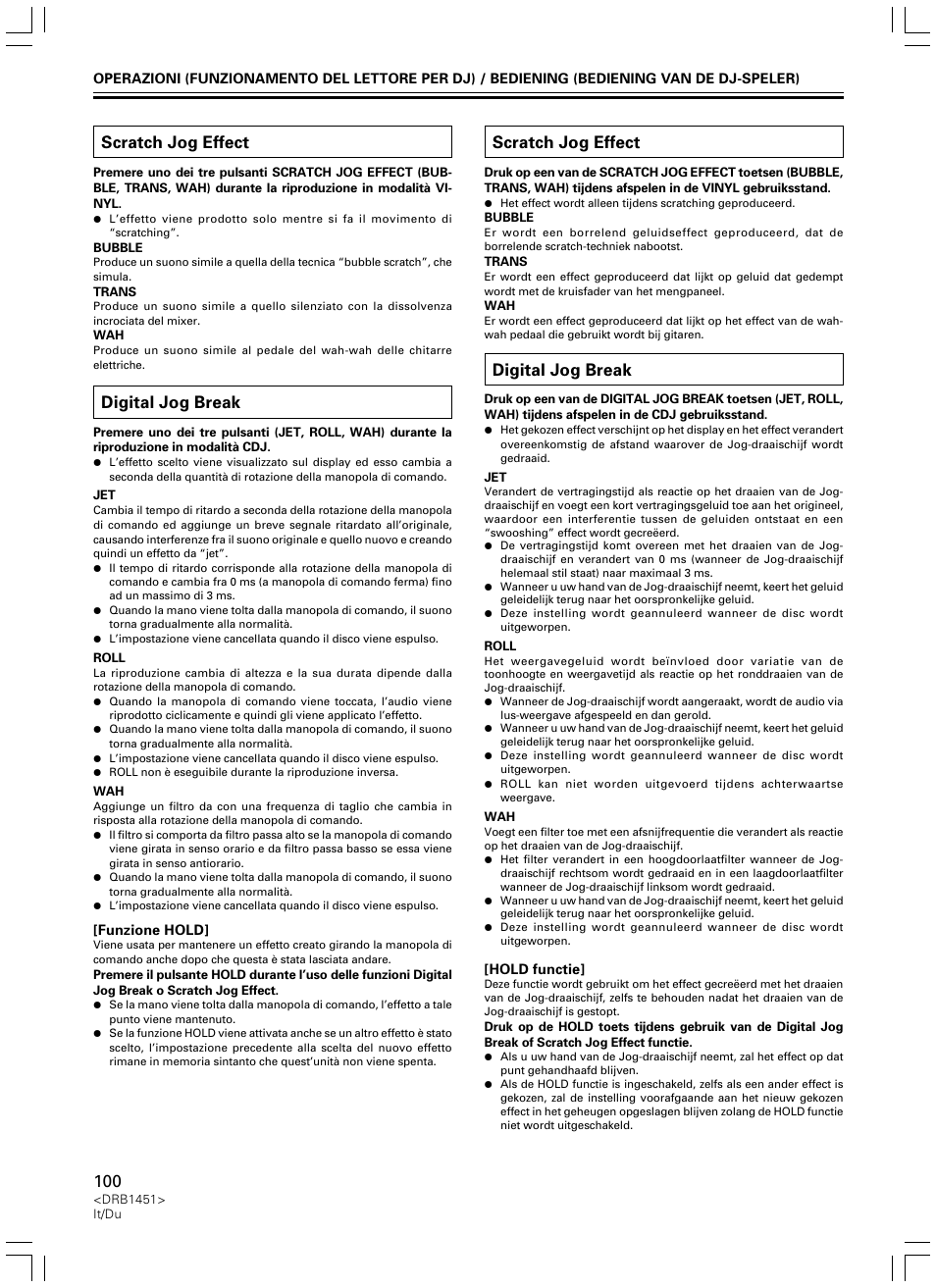 Scratch jog effect digital jog break, Scratch jog effect, Digital jog break | Pioneer CDJ-400 User Manual | Page 100 / 162