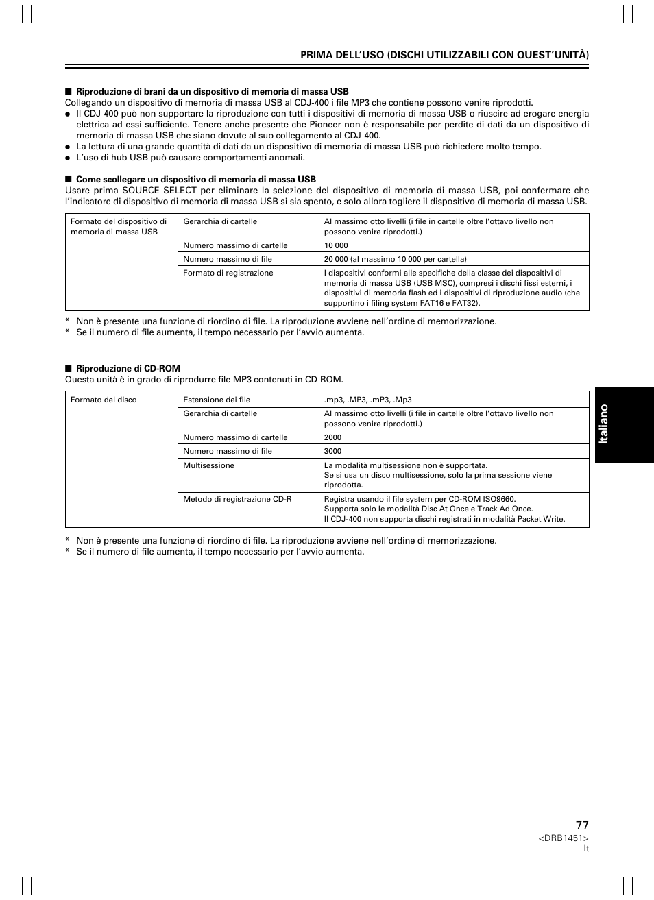 Italiano nederlands | Pioneer CDJ-400 User Manual | Page 77 / 162