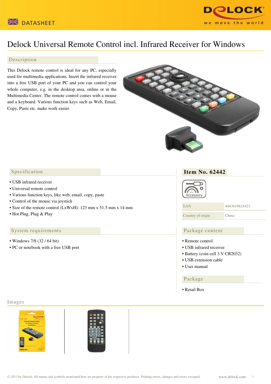 DeLOCK 62442 User Manual | 1 page
