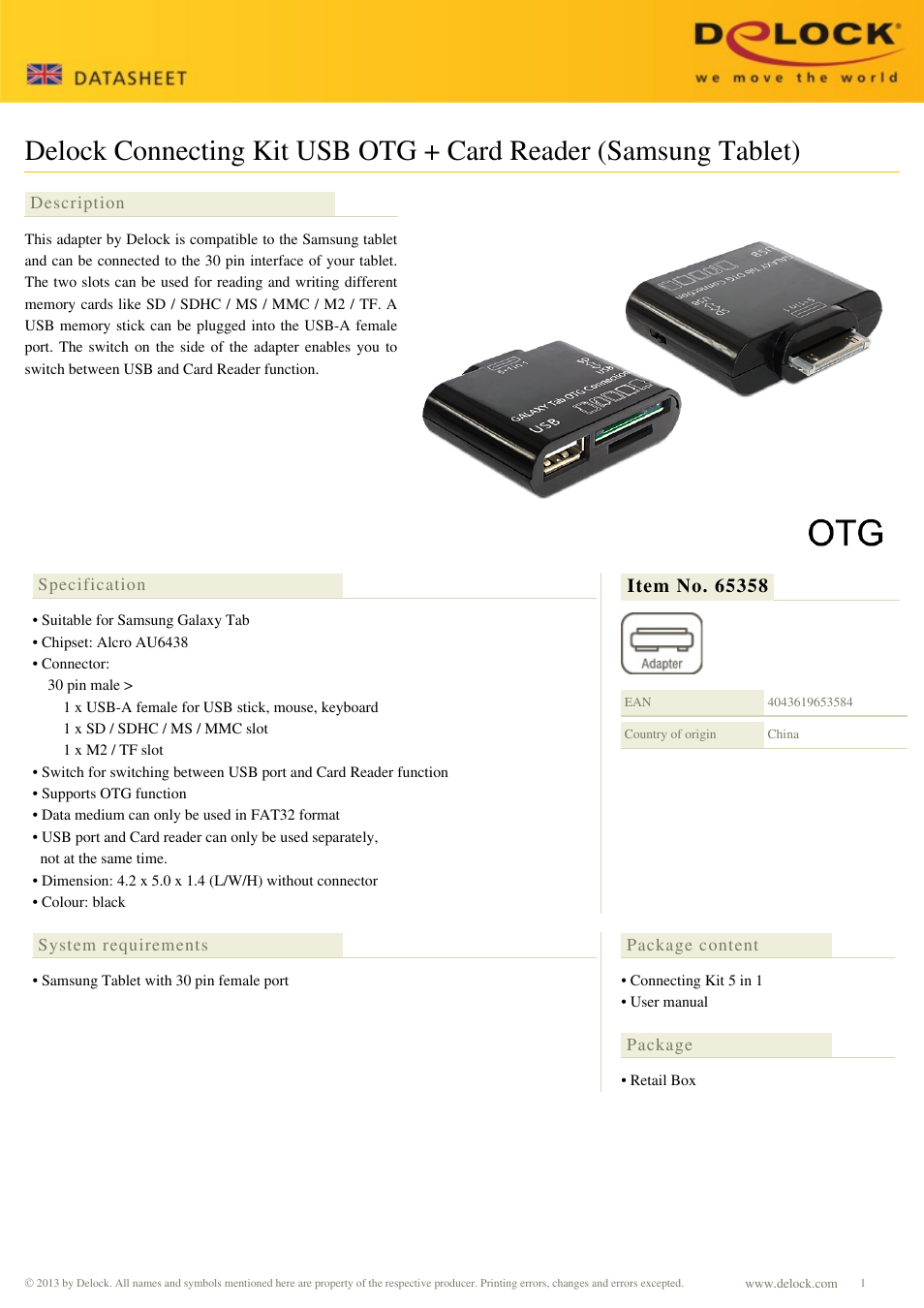 DeLOCK 65358 User Manual | 2 pages