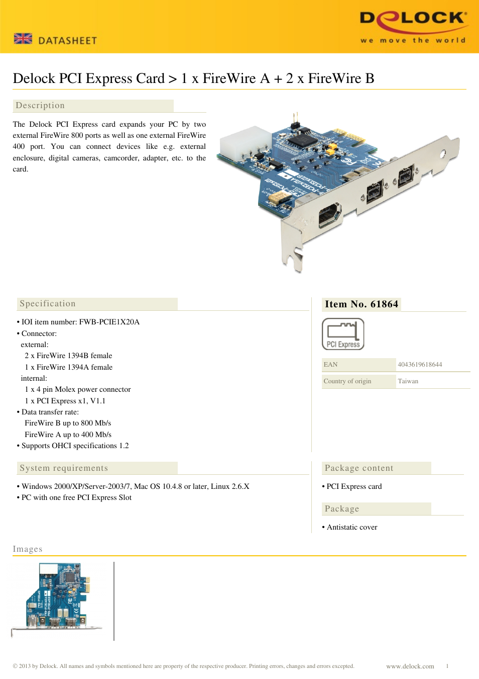 DeLOCK 61864 User Manual | 1 page