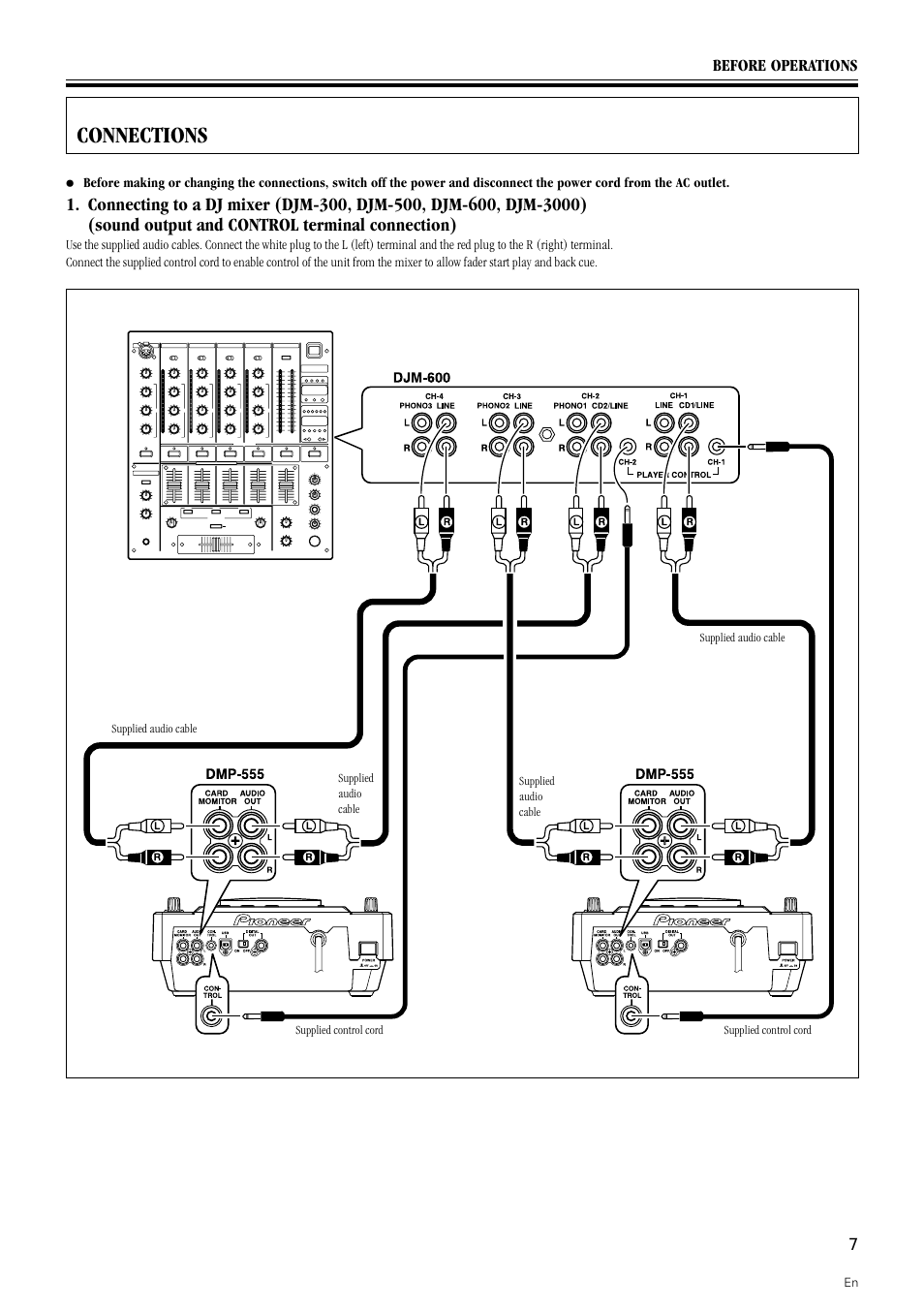 Connections | Pioneer DMP-555 User Manual | Page 7 / 24