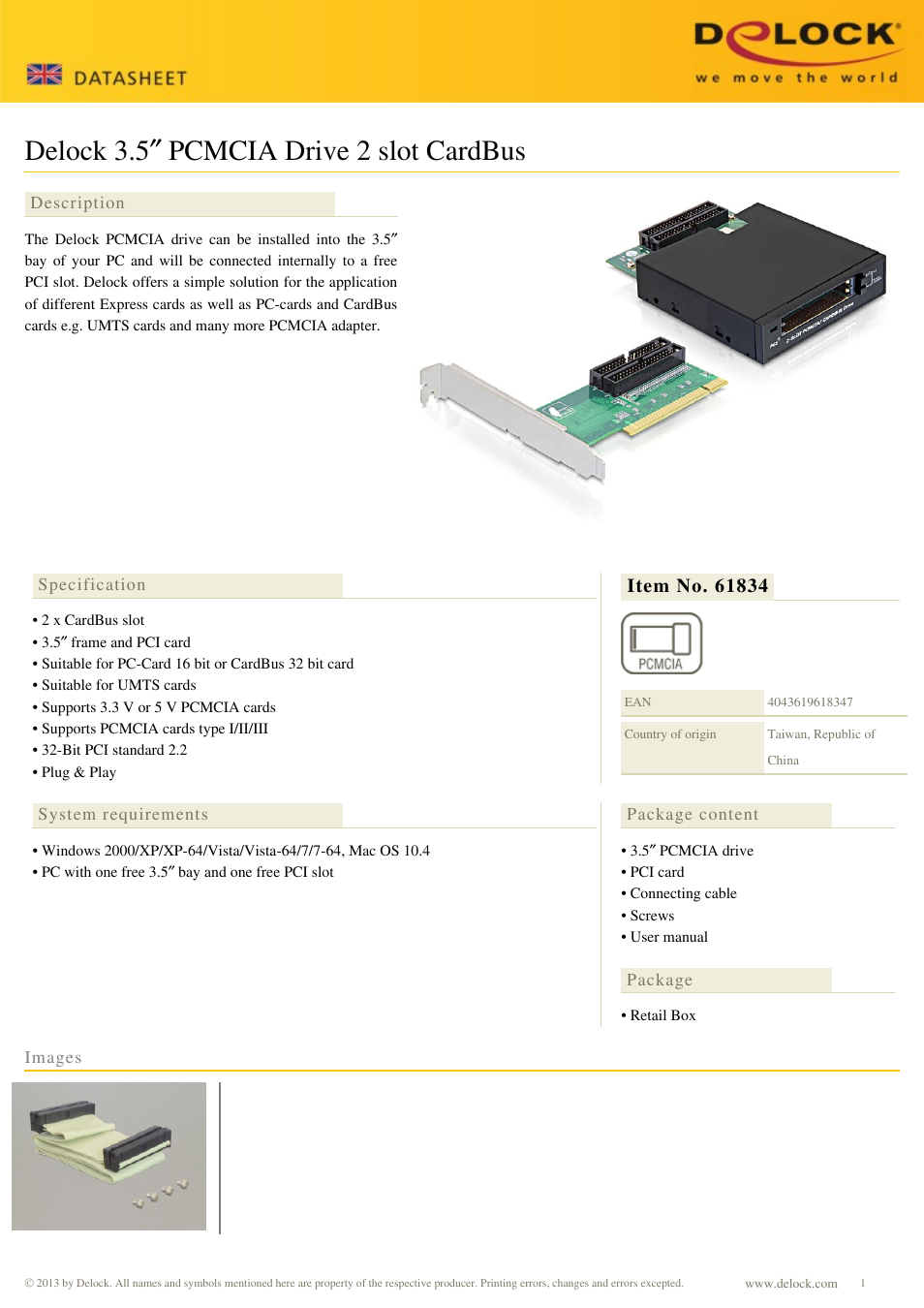 DeLOCK 61834 User Manual | 1 page