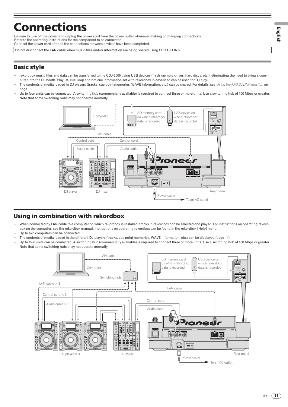 Connections, Basic style using in combination with rekordbox, Basic style | Using in combination with rekordbox, Drb1475-b, English | Pioneer CDJ-2000 User Manual | Page 11 / 209