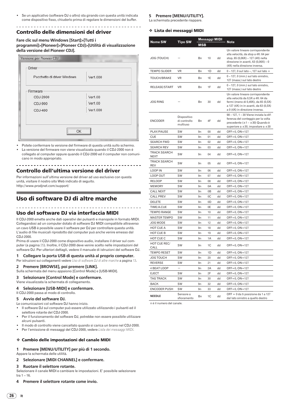 Uso di software dj di altre marche, Drb1475-b, Controllo delle dimensioni del driver | Controllo dell’ultima versione del driver, Uso del software dj via interfaccia midi | Pioneer CDJ-2000 User Manual | Page 114 / 209