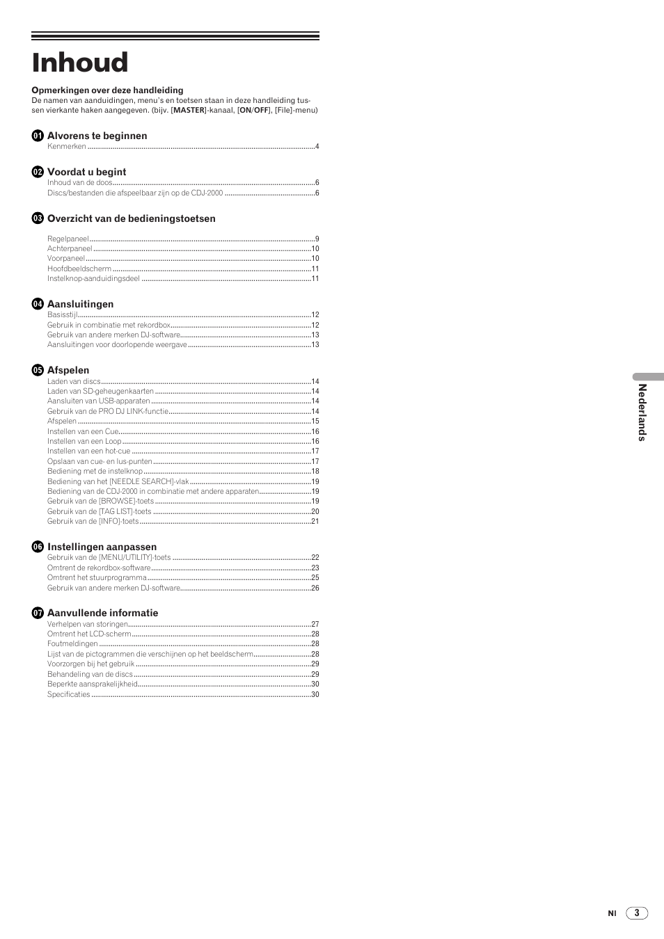Multi-speler, Handleiding, Inhoud | Pioneer CDJ-2000 User Manual | Page 121 / 209