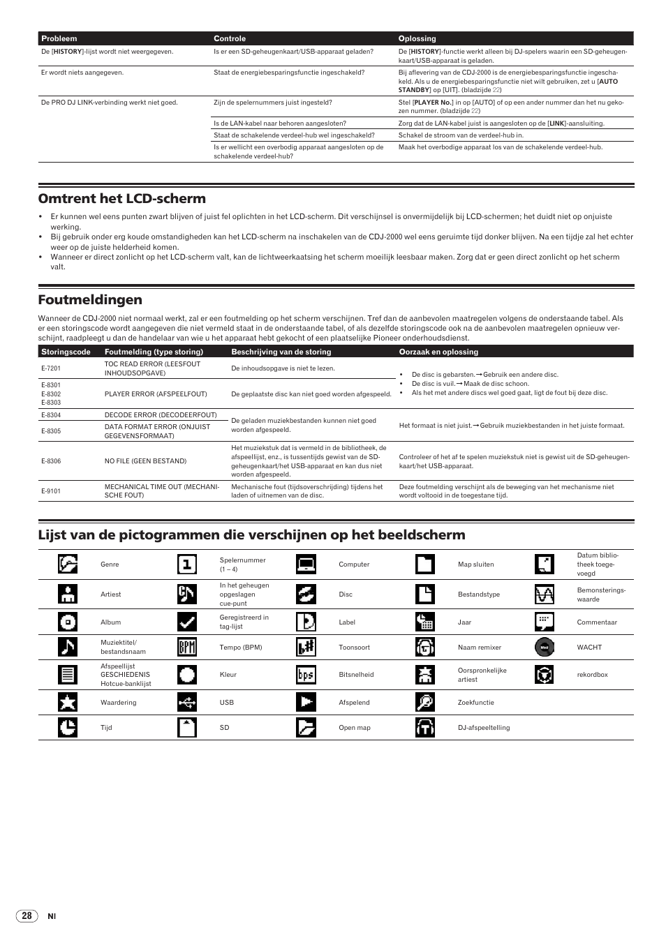 Omtrent het lcd-scherm, Foutmeldingen, Drb1475-b | Pioneer CDJ-2000 User Manual | Page 146 / 209