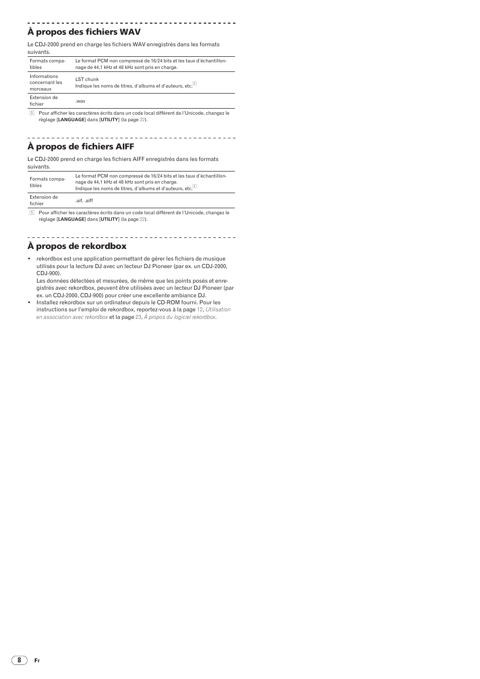 Drb1475-b, 36 à propos des fichiers wav, À propos de fichiers aiff | À propos de rekordbox | Pioneer CDJ-2000 User Manual | Page 36 / 209
