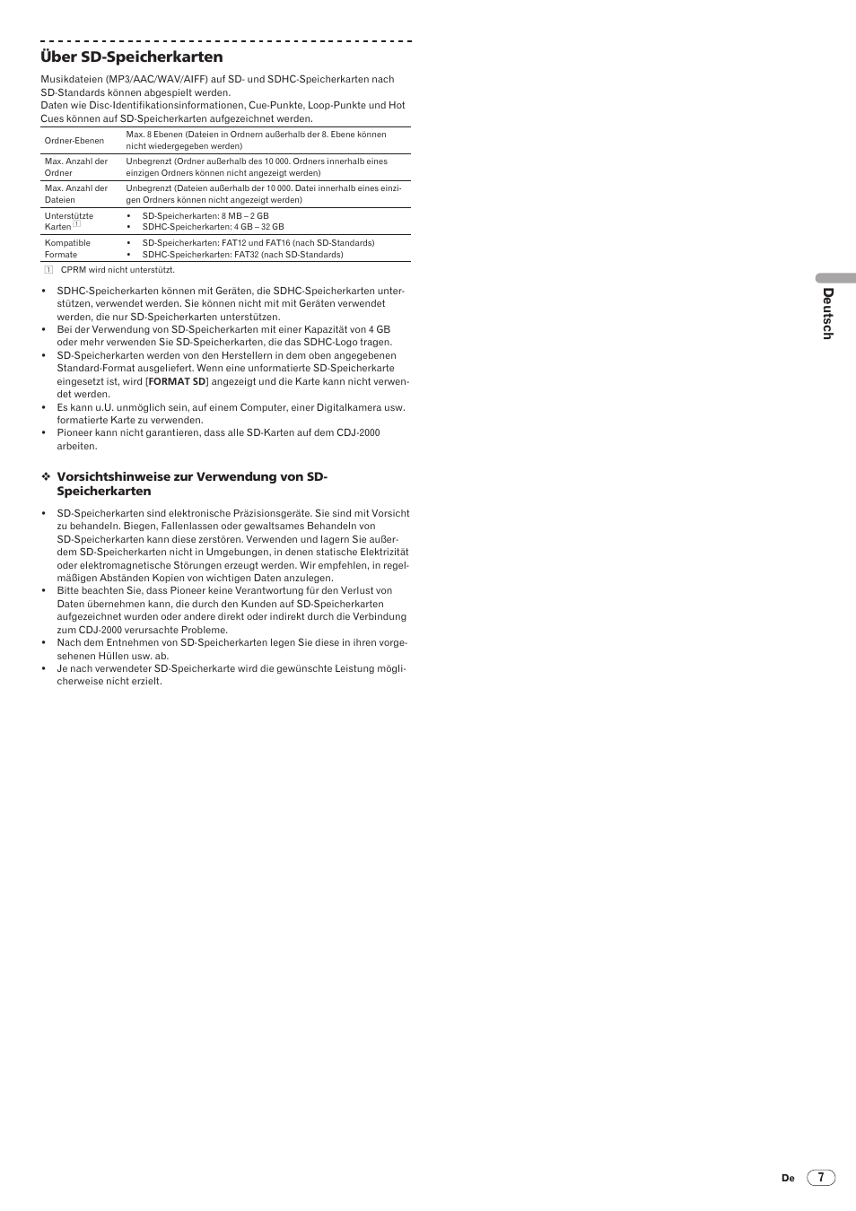Drb1475-b, 65 über sd-speicherkarten, Deutsch | Pioneer CDJ-2000 User Manual | Page 65 / 209