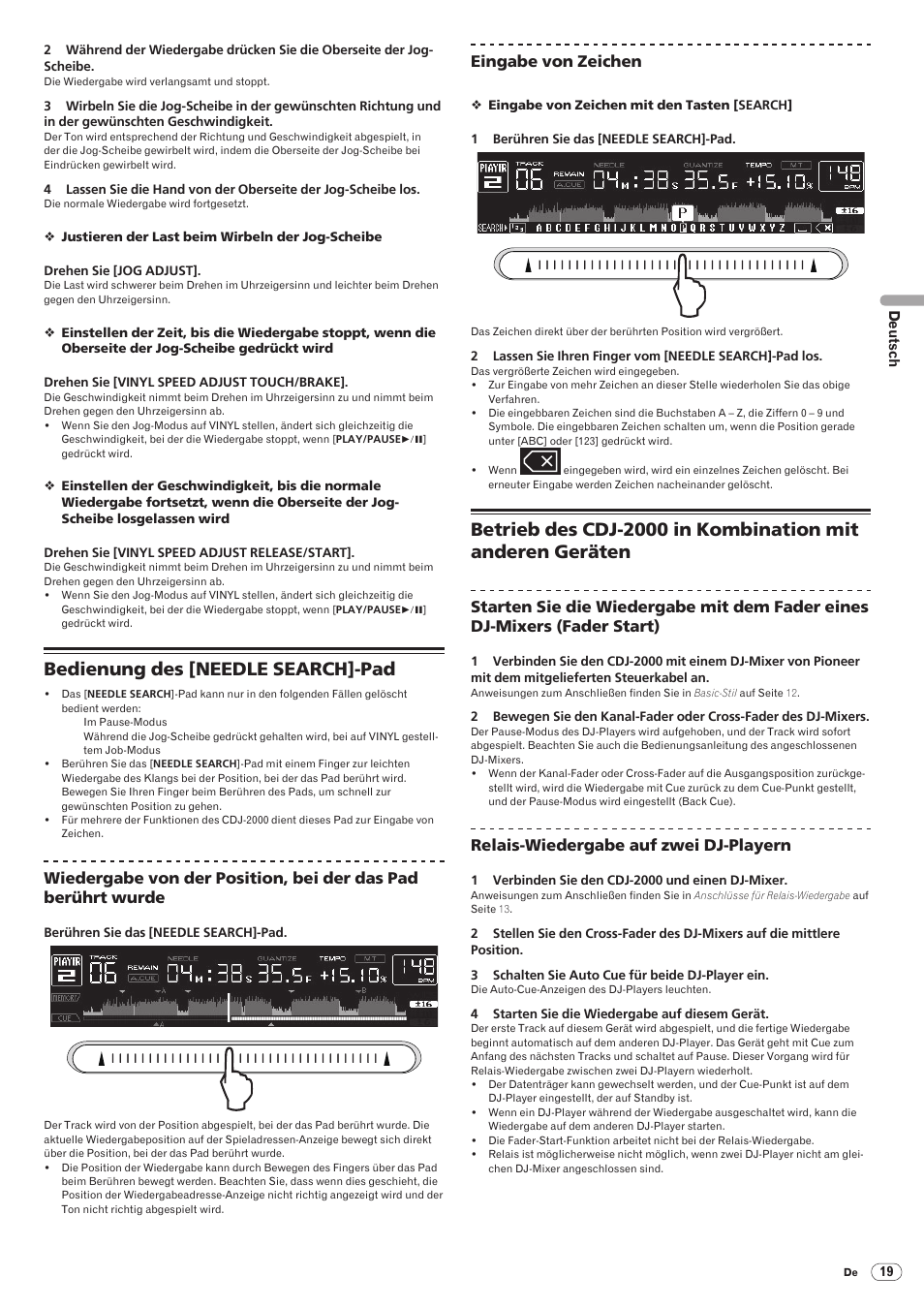 Bedienung des [needle search]-pad | Pioneer CDJ-2000 User Manual | Page 77 / 209