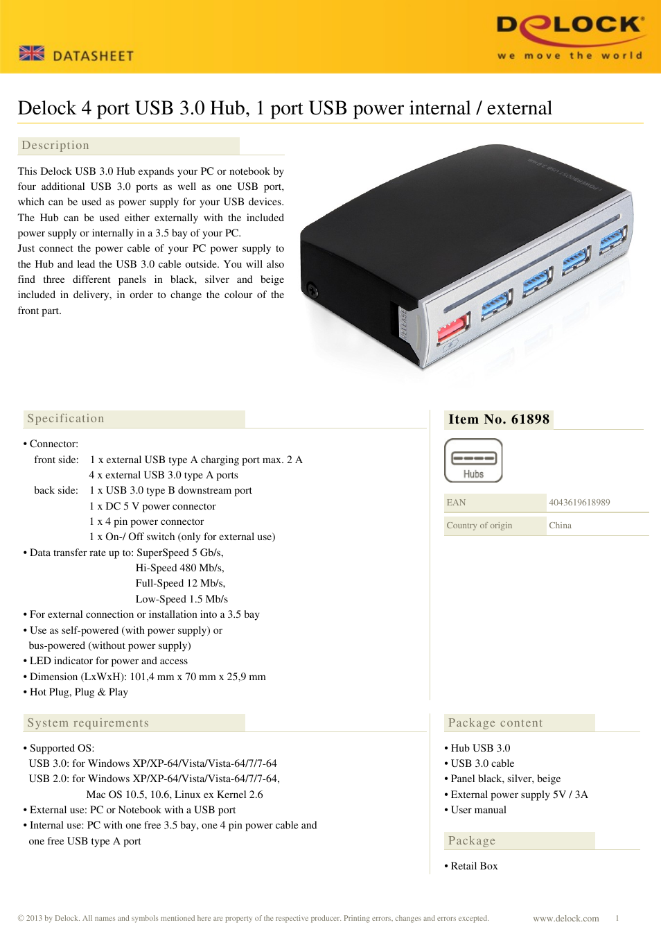 DeLOCK 61898 User Manual | 2 pages